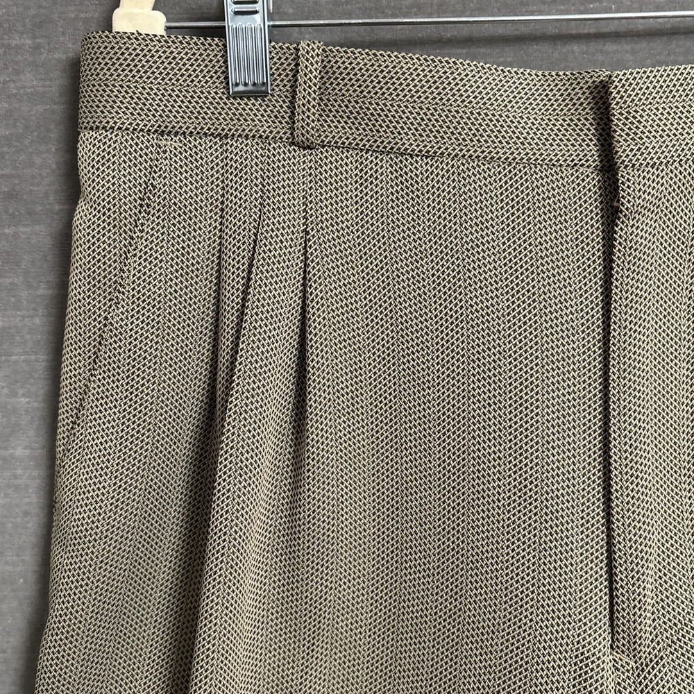 Vintage J Vital Pants 35x27.5 Tan Check Herringbone Triple Pleated Trousers 90s